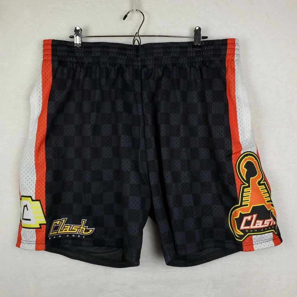 San Jose Clash Mitchell‎ & Ness MLS 2XL XXL Jersey Shorts Cut & Sew Logos NWT
